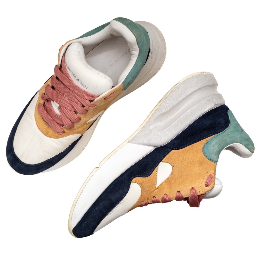Mens ALEXANDER MCQUEEN‎ Leather Mixed Color Runners Sneakers Dress Shoes 9.5